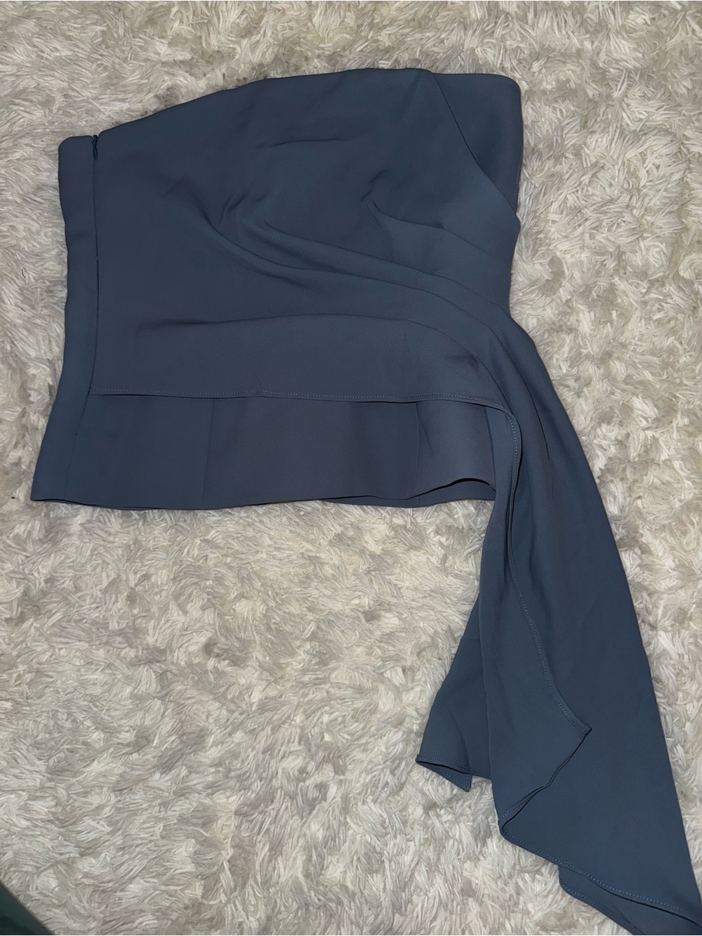 Zara Slate Blue Asymmetrical One-Shoulder Top